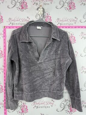 Lune active sweater soft velour Gray Pullover Collared Top